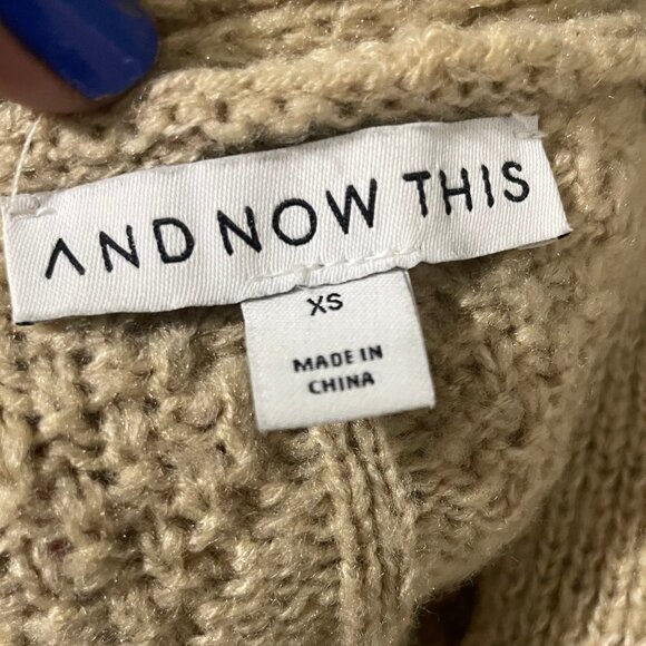 And Now This Women's Tan Silver Embellished Long Sleeve Sweater Cardigan XS - Picture 10 of 11